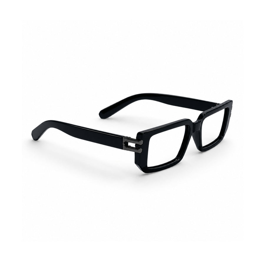 82108 VERLIN Rectangle Computer Glasses in Matte Black - angled view