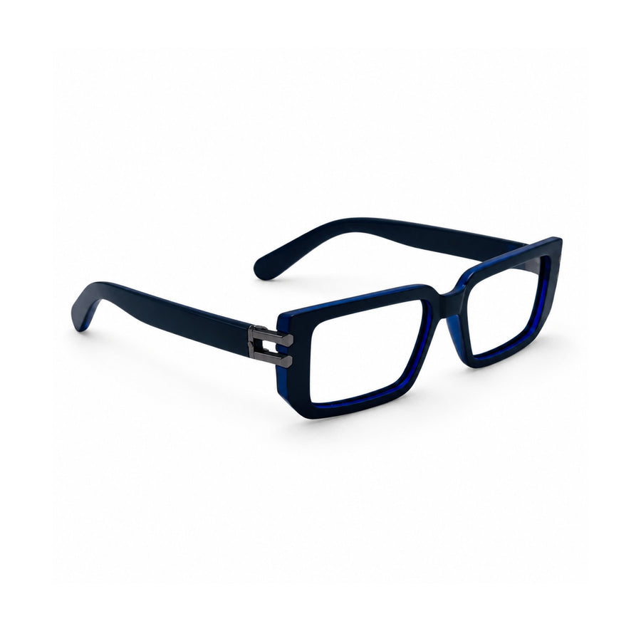 82108 VERLIN Rectangle Computer Glasses in Navy Blue - angled view