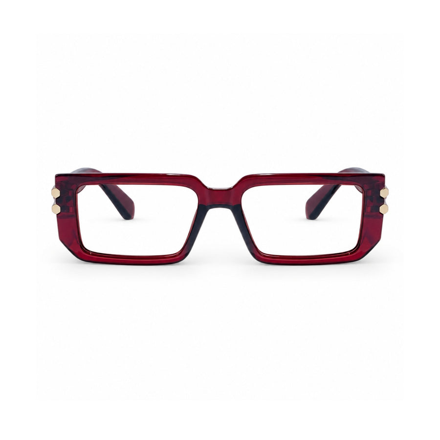 82108 VERLIN Rectangle Computer Glasses in Wine Red - front view
