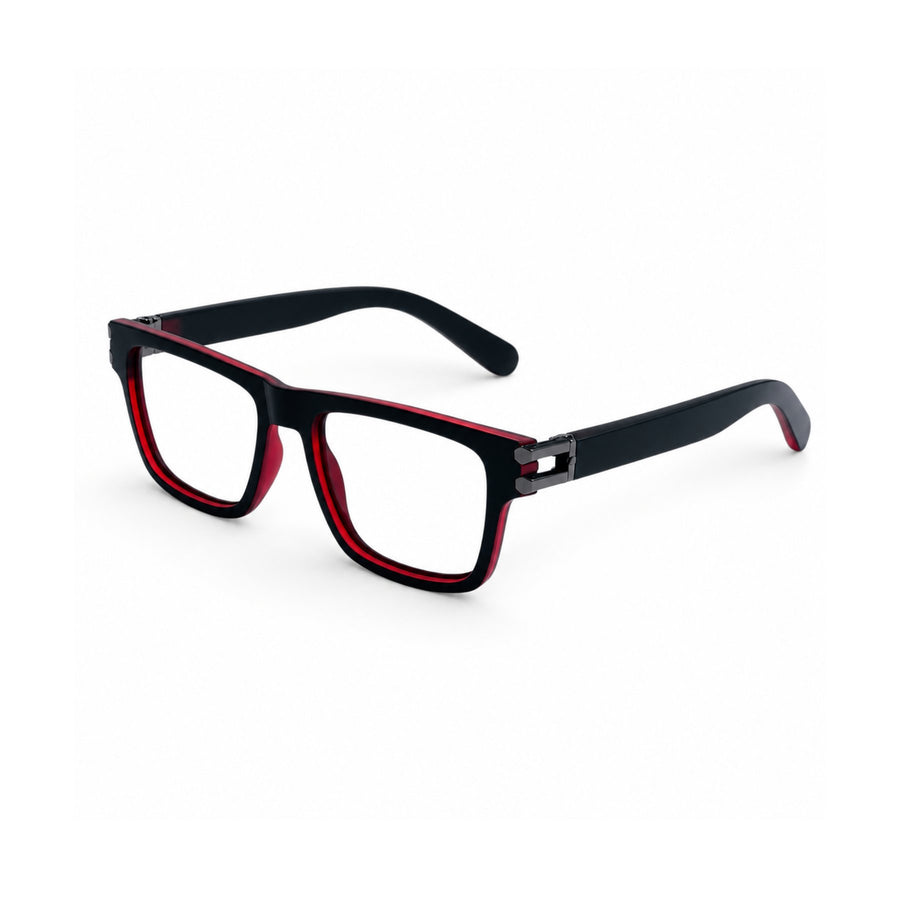 82109 VERLIN Rectangle Computer Glasses in Black Red - three-quarter view