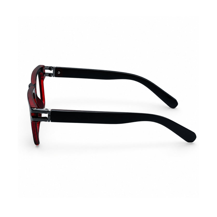 82109 VERLIN Rectangle Computer Glasses in Black Red - temple and side view