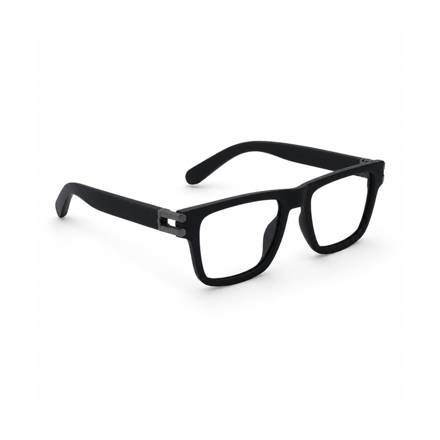 82109 VERLIN Rectangle Computer Glasses in Matte Black - angled view