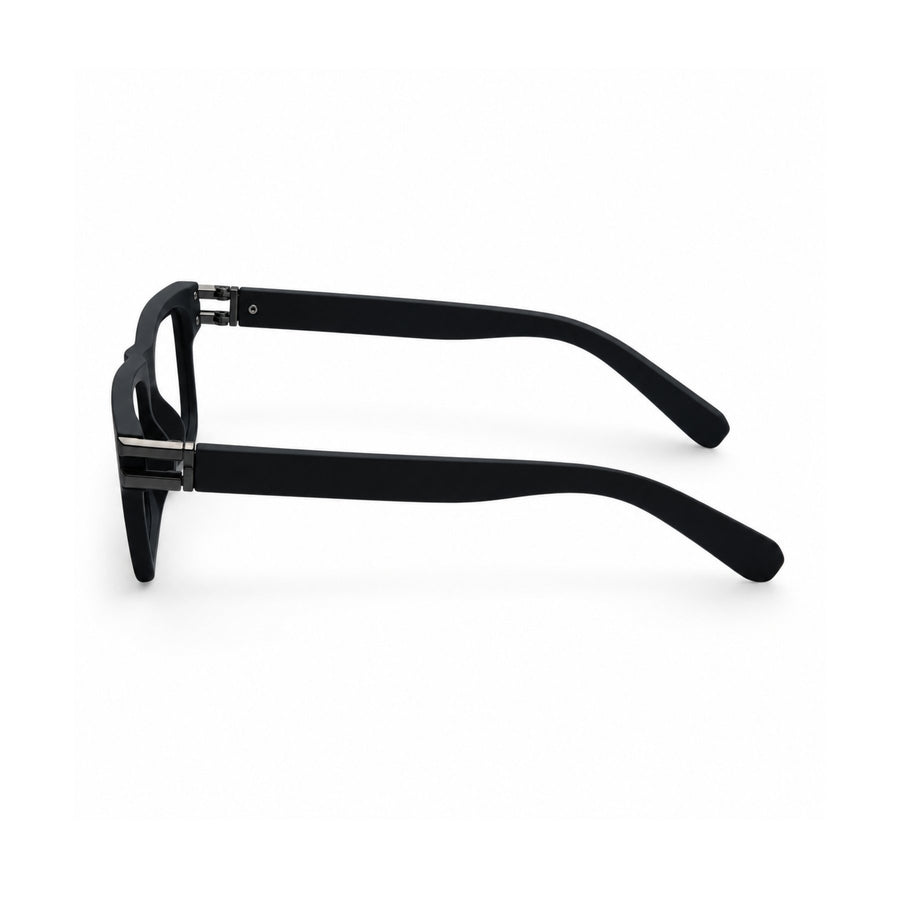 82109 VERLIN Rectangle Computer Glasses in Matte Black - temple and side view