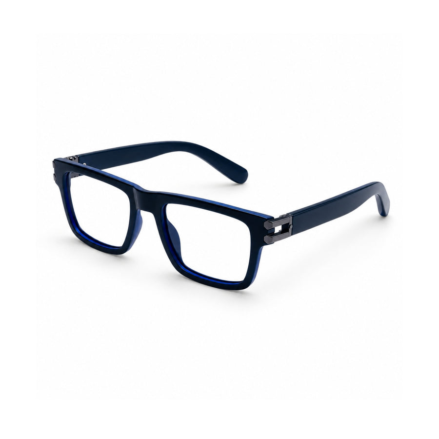 82109 VERLIN Rectangle Computer Glasses in Navy Blue - three-quarter view