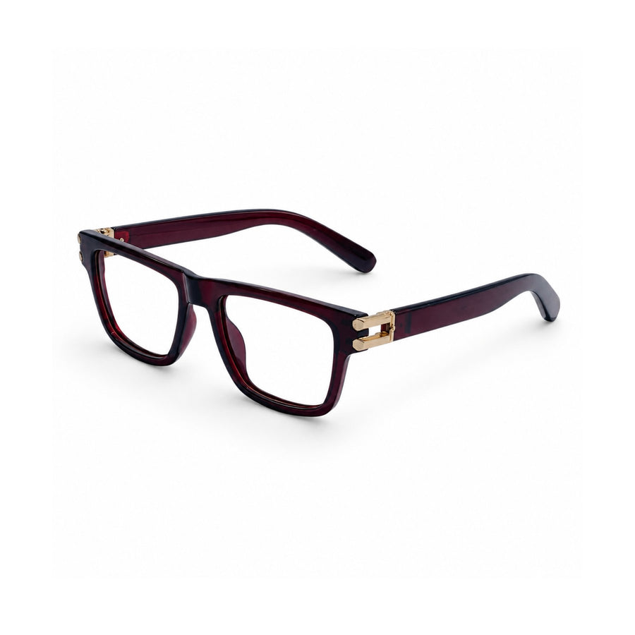82109 VERLIN Rectangle Computer Glasses in Wine Red - three-quarter view