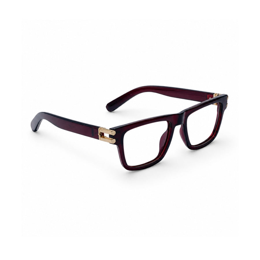 82109 VERLIN Rectangle Computer Glasses in Wine Red - angled view
