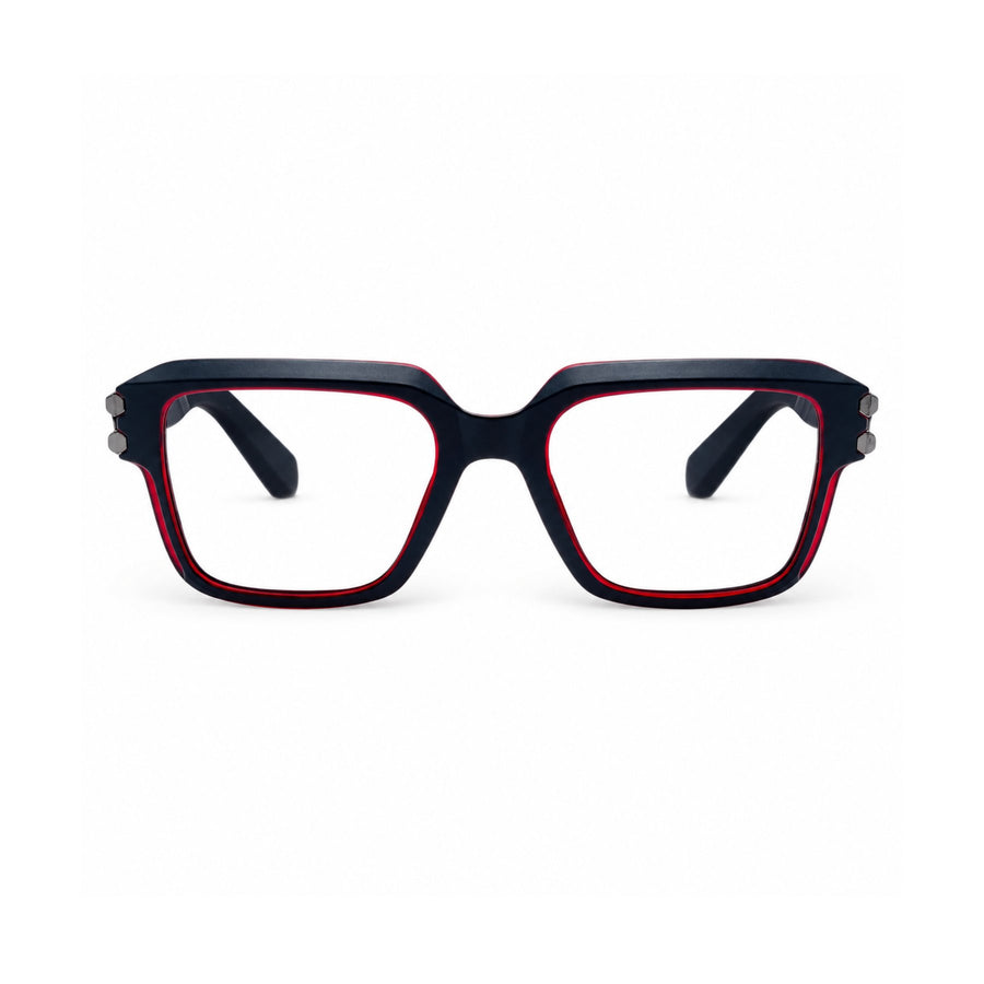 82110 VERLIN Square Computer Glasses in Black Red - front view