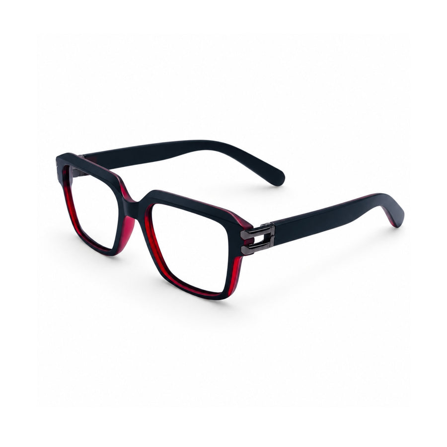 82110 VERLIN Square Computer Glasses in Black Red - three-quarter view