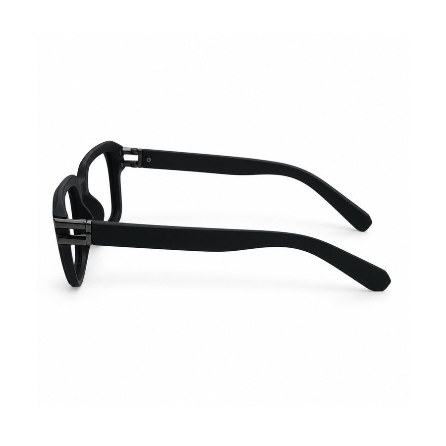 82110 VERLIN Square Computer Glasses in Matte Black - temple and side view