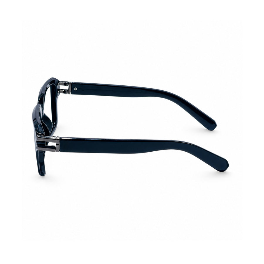 82110 VERLIN Square Computer Glasses in Midnight Blue - temple and side view