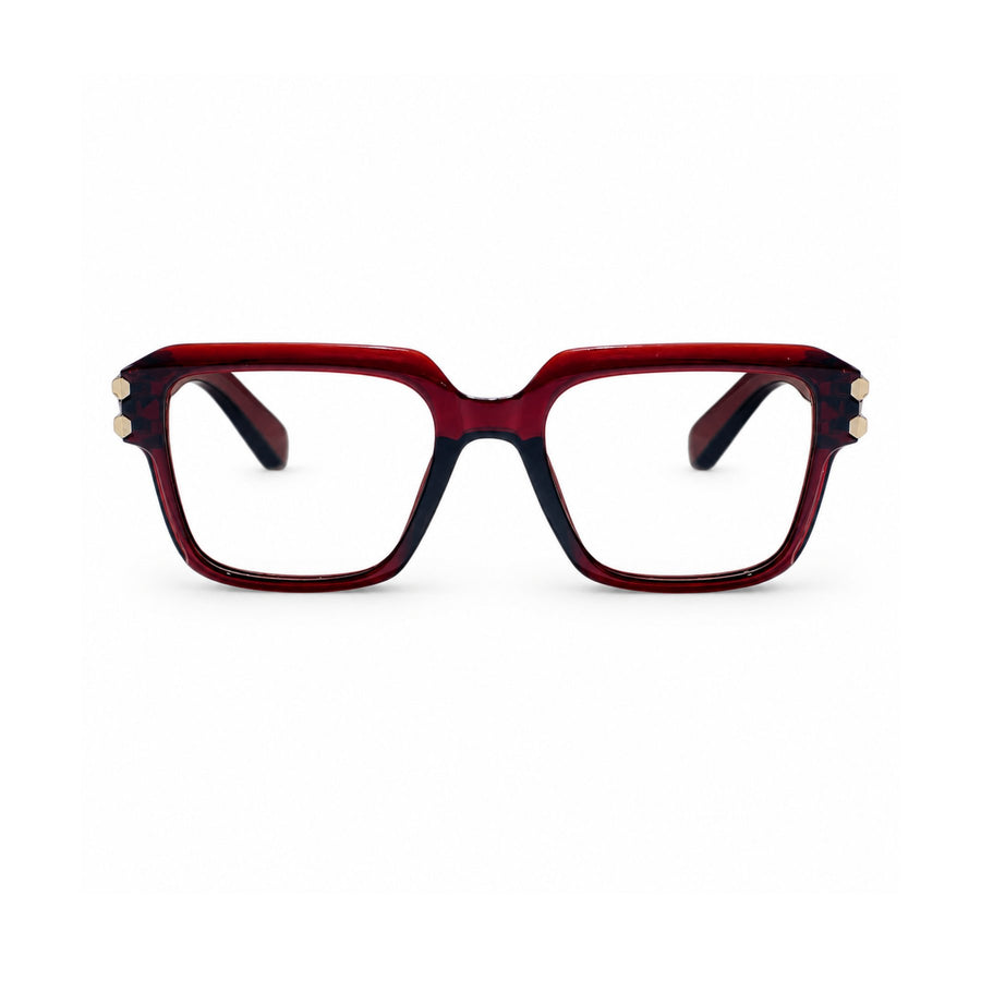 82110 VERLIN Square Computer Glasses in Wine Red - front view