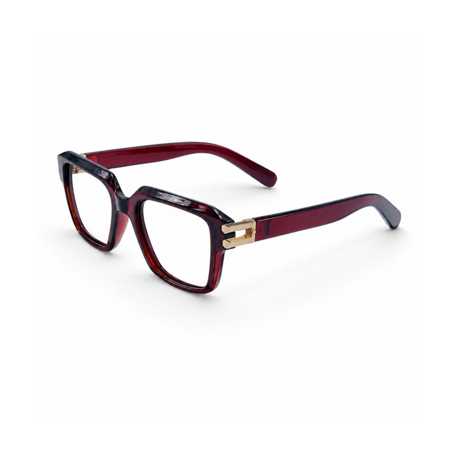 82110 VERLIN Square Computer Glasses in Wine Red - three-quarter view