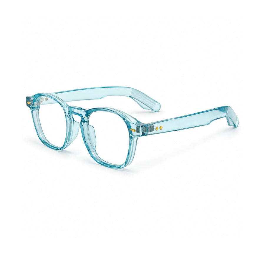 86307 VERLIN Square Optical Frame in Sky Blue - angled view
