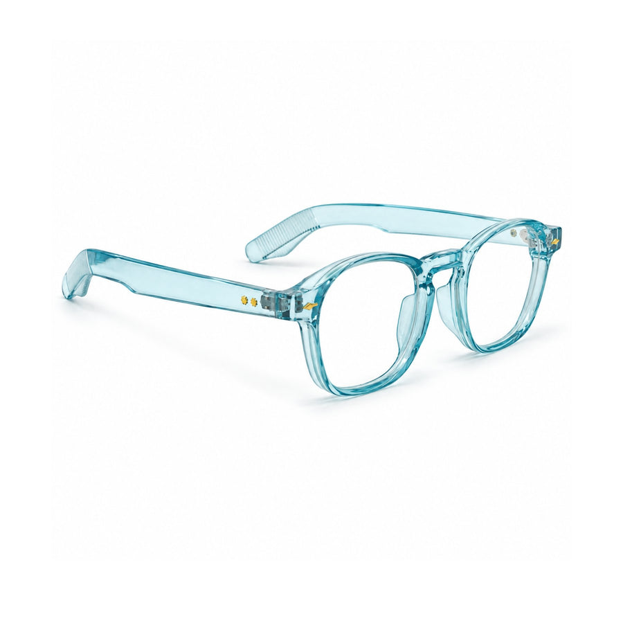 86307 VERLIN Square Optical Frame in Sky Blue - three quarter view