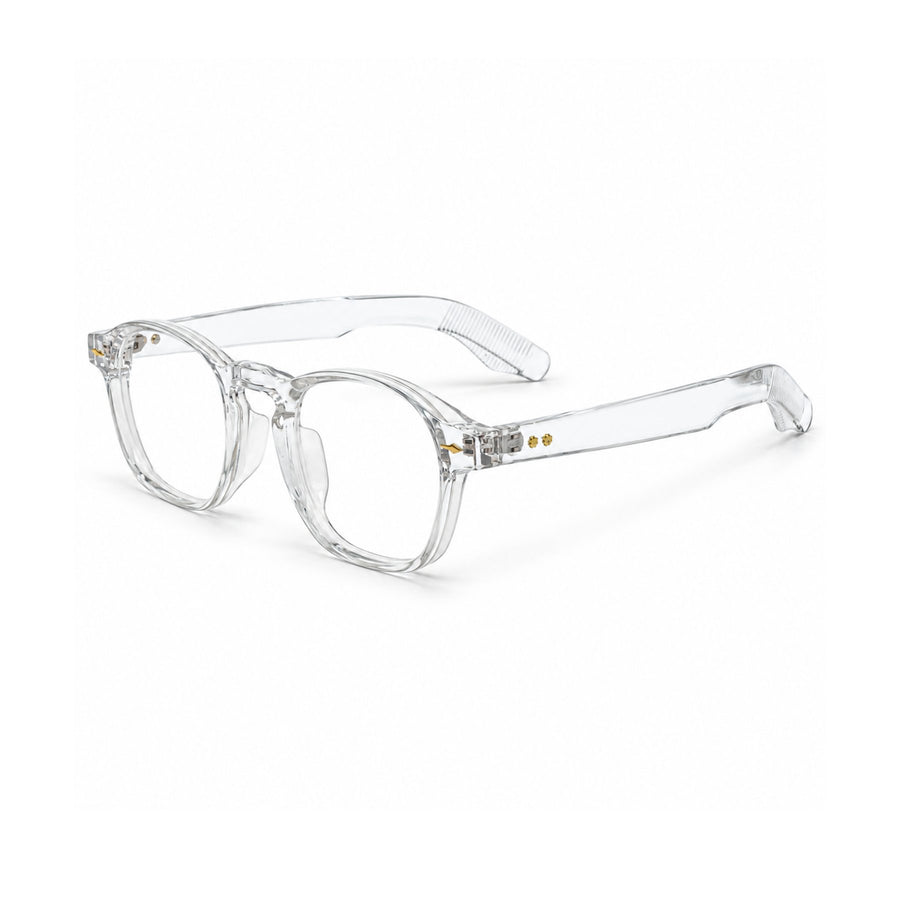 86307 VERLIN Square Optical Frame in Clear Crystal - angled view