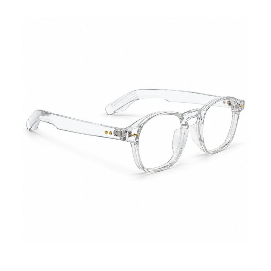 86307 VERLIN Square Optical Frame in Clear Crystal - three quarter view