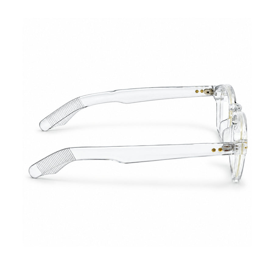 86307 VERLIN Square Optical Frame in Clear Crystal - temple and side view