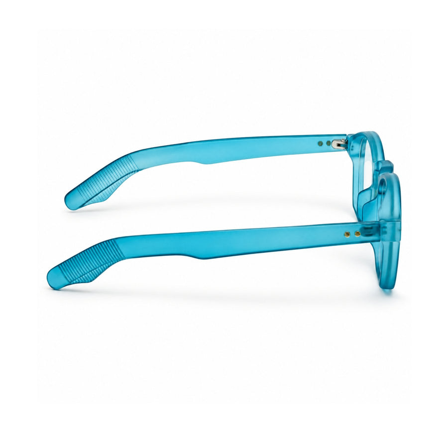 86307 VERLIN Square Optical Frame in Teal - temple and side view