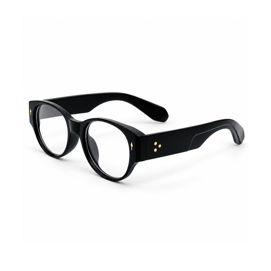 86309 VERLIN Oval Optical Frame in Black - angled view