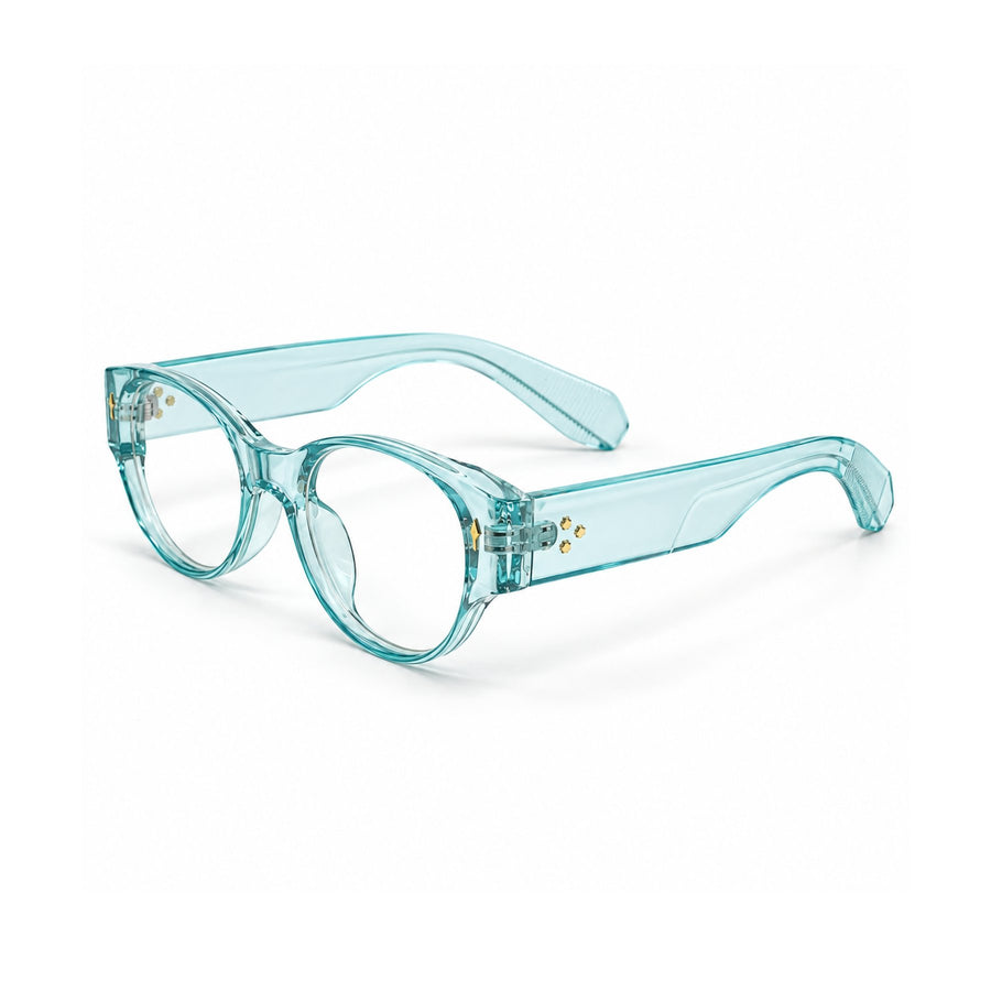 86309 VERLIN Oval Optical Frame in Sky Blue - angled view
