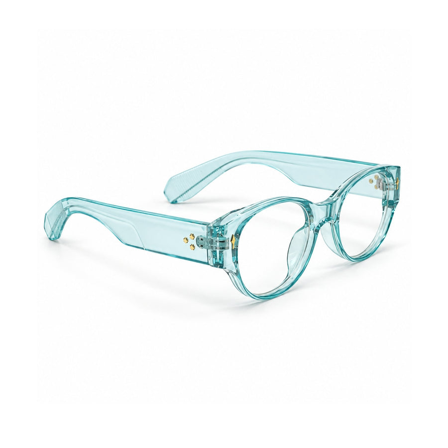 86309 VERLIN Oval Optical Frame in Sky Blue - three quarter view