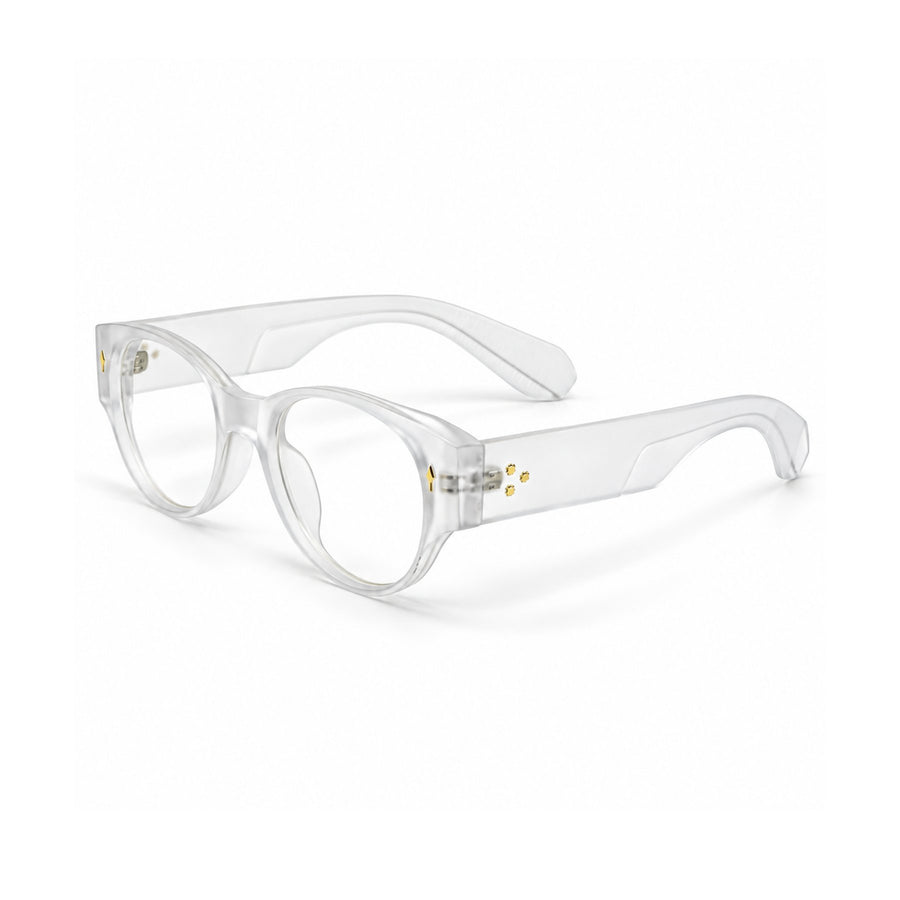 86309 VERLIN Oval Optical Frame in Clear Crystal - angled view