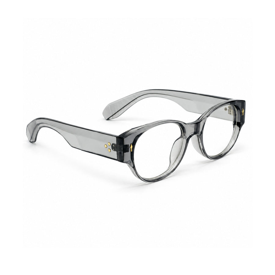 86309 VERLIN Oval Optical Frame in Grey Crystal - three quarter view