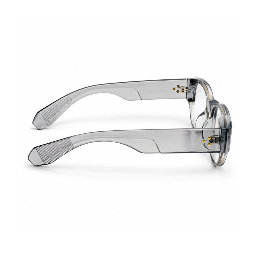 86309 VERLIN Oval Optical Frame in Grey Crystal - temple and side view