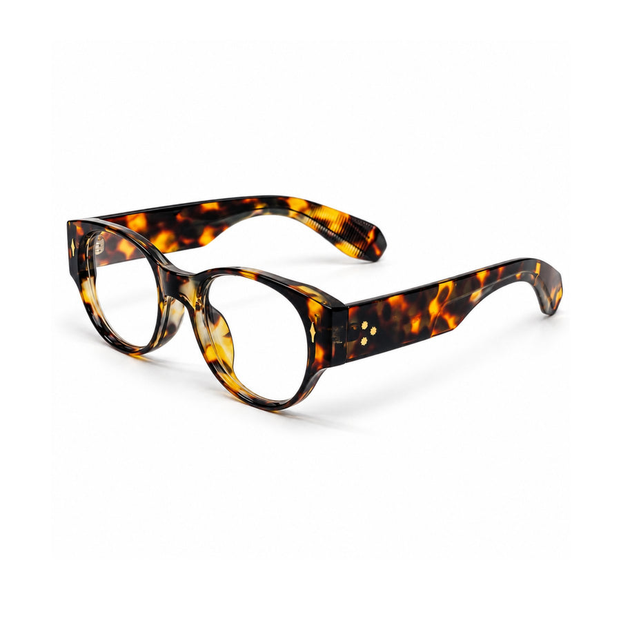 86309 VERLIN Oval Optical Frame in Tortoise - angled view