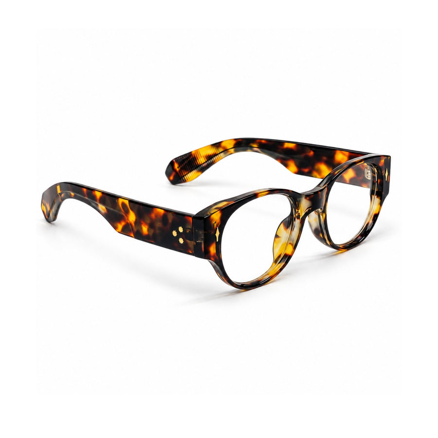86309 VERLIN Oval Optical Frame in Tortoise - three quarter view