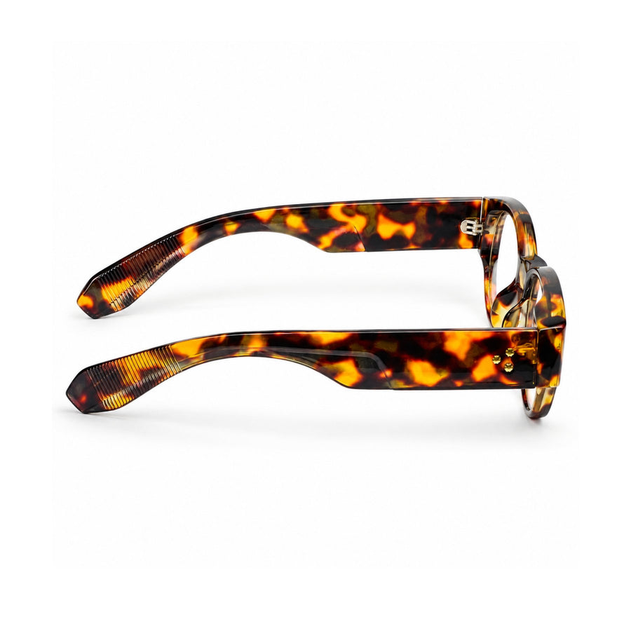 86309 VERLIN Oval Optical Frame in Tortoise - temple and side view
