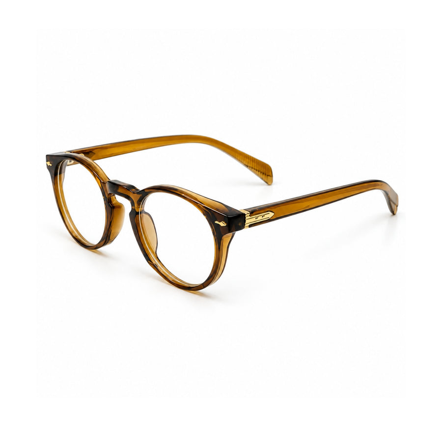 86310 VERLIN Round Optical Frame in Amber - angled view