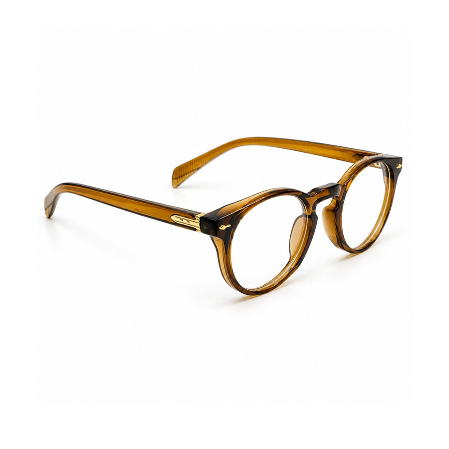 86310 VERLIN Round Optical Frame in Amber - opposite angle