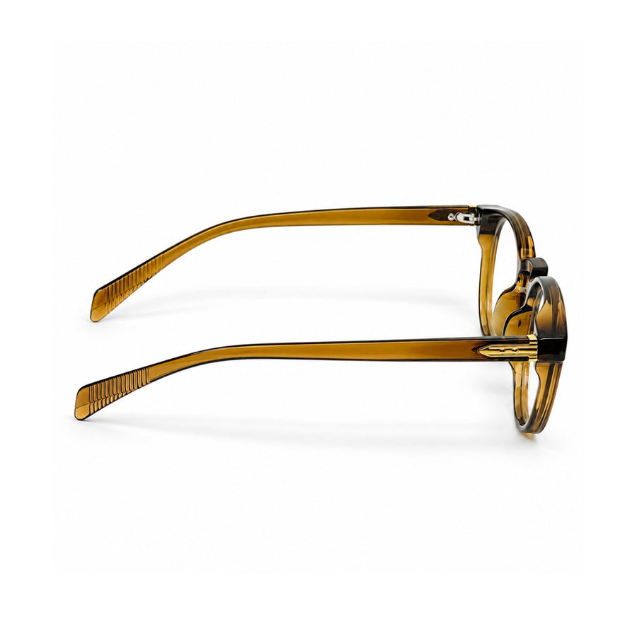 86310 VERLIN Round Optical Frame in Amber - temple and side view