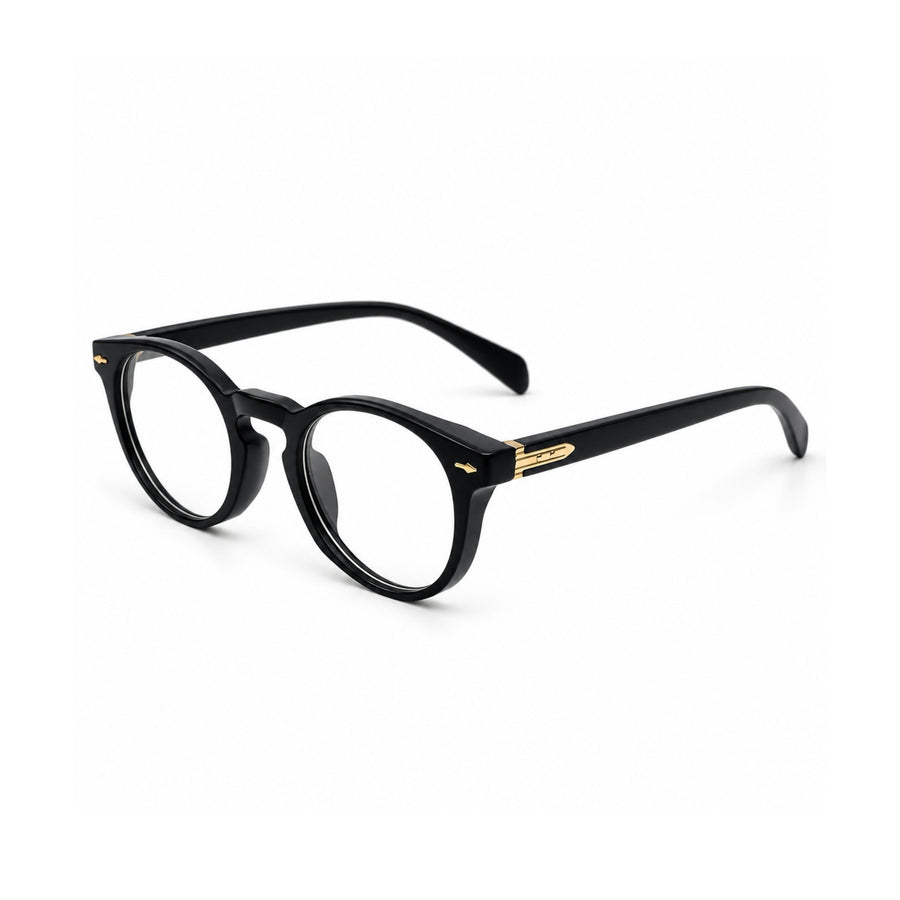 86310 VERLIN Round Optical Frame in Black - angled view