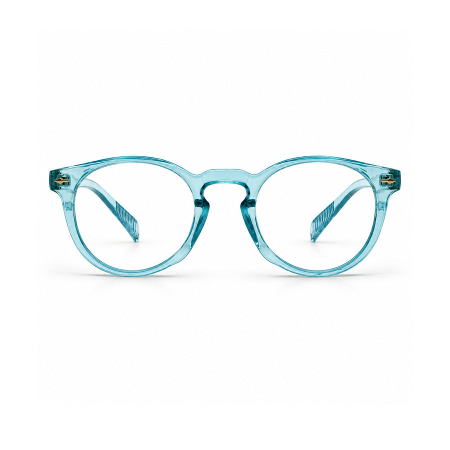86310 VERLIN Round Optical Frame in Sky Blue - front view