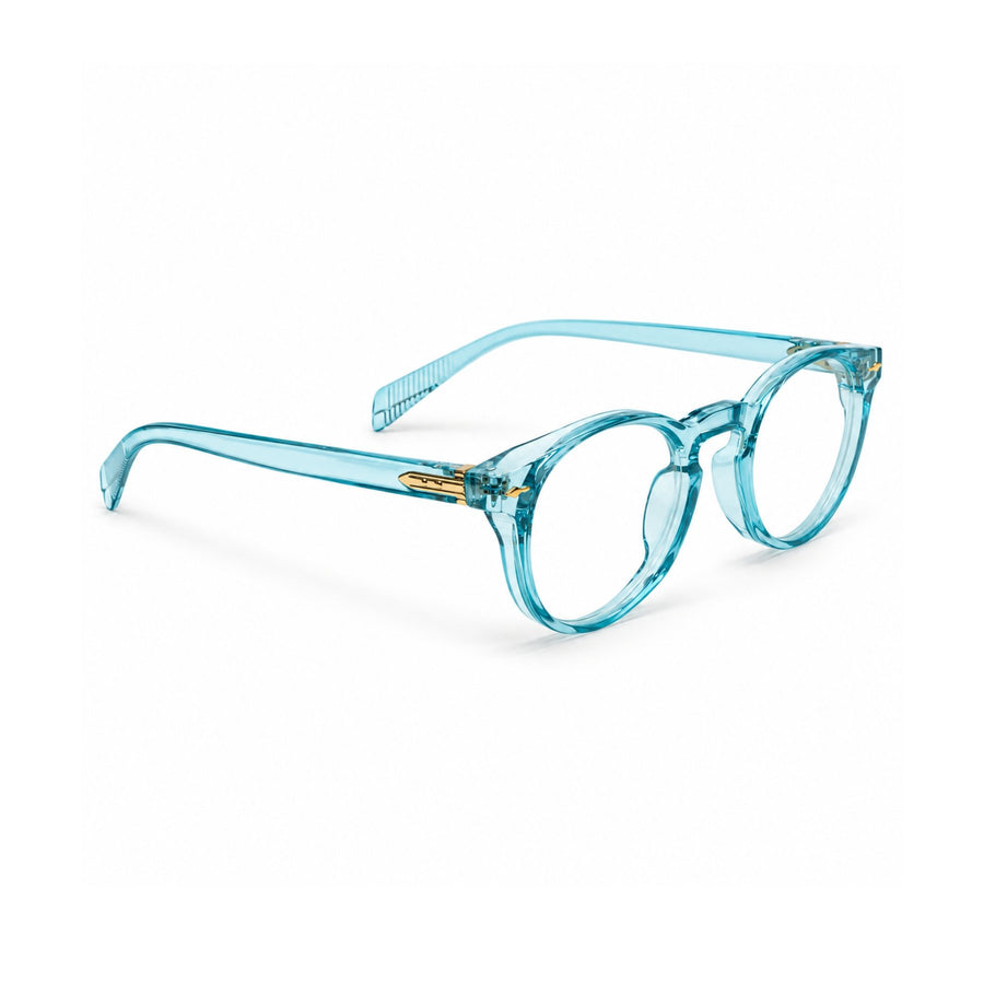86310 VERLIN Round Optical Frame in Sky Blue - opposite angle