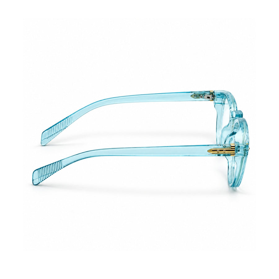 86310 VERLIN Round Optical Frame in Sky Blue - temple and side view