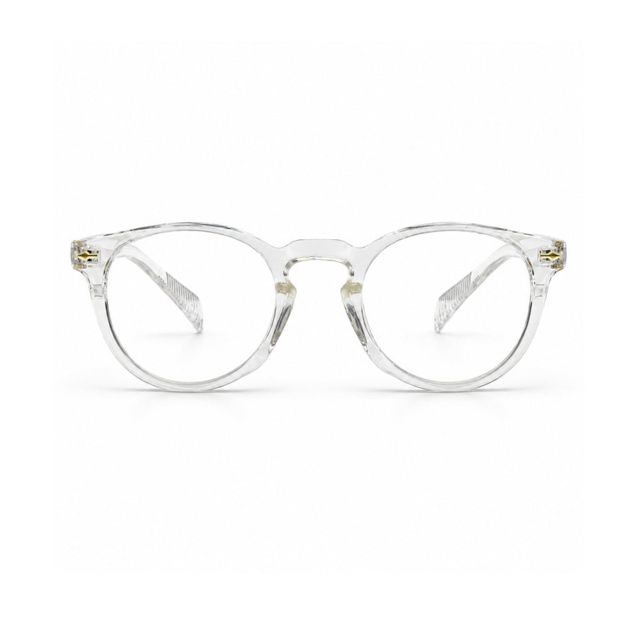 86310 VERLIN Round Optical Frame in Clear Crystal - front view