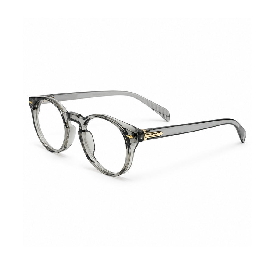 86310 VERLIN Round Optical Frame in Grey Crystal - angled view