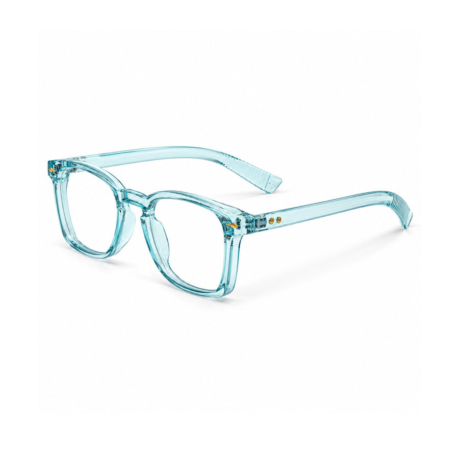 86312 VERLIN Square Optical Frame in Sky Blue - angled view