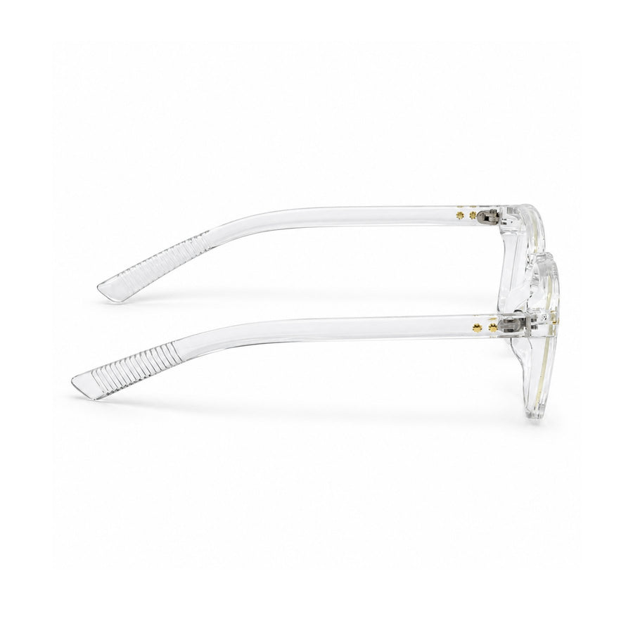 86312 VERLIN Square Optical Frame in Clear Crystal - temple and side view