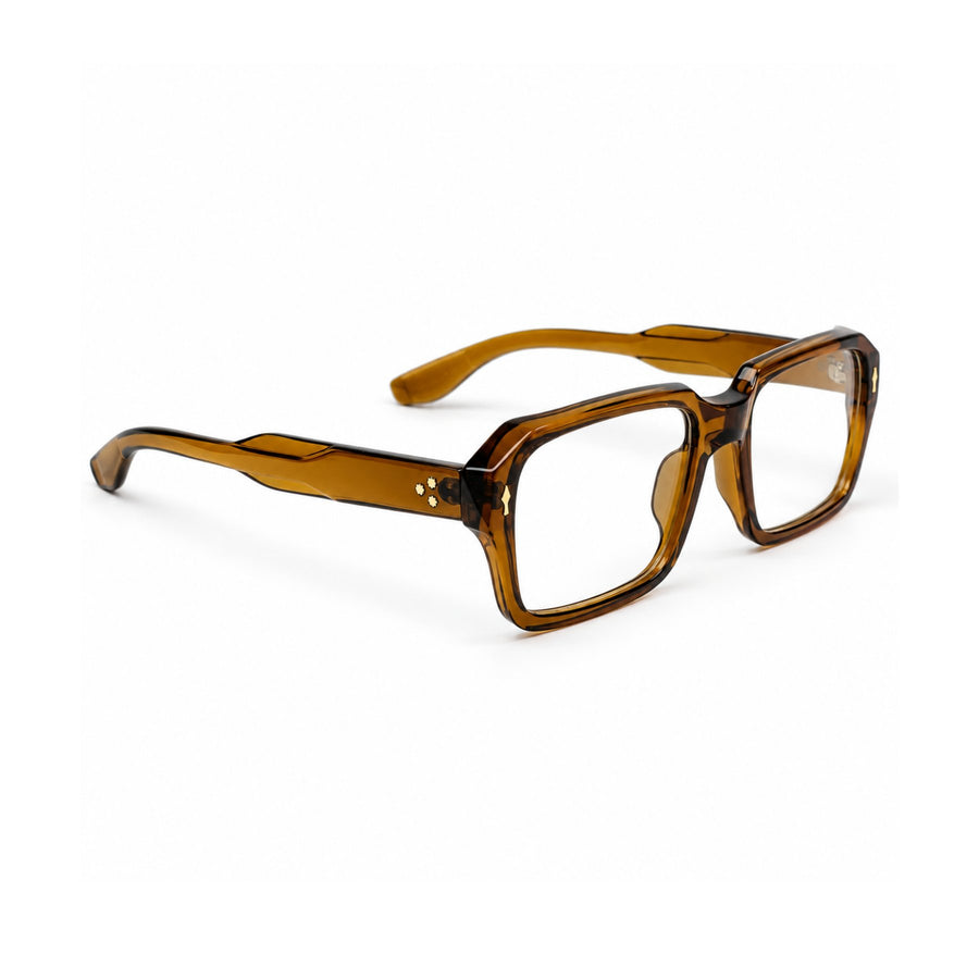 86319 VERLIN Rectangle Optical Frame in Amber Tortoise - opposite angle
