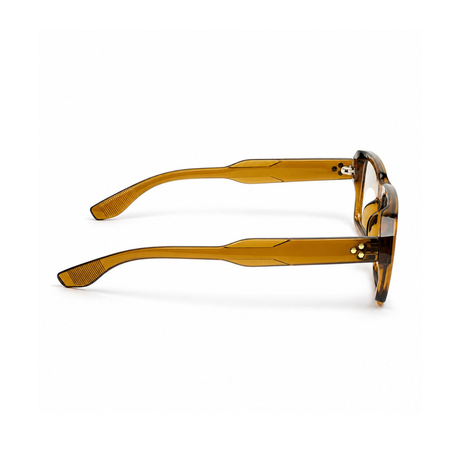 86319 VERLIN Rectangle Optical Frame in Amber Tortoise - temple and side view