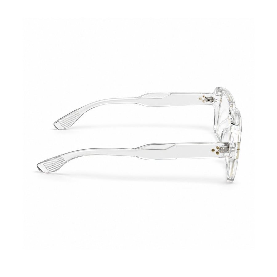 86319 VERLIN Rectangle Optical Frame in Clear Crystal - temple and side view
