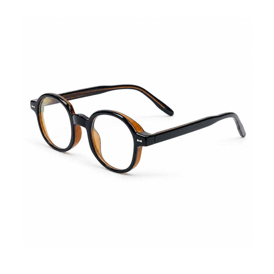 LBD-010 VERLIN Octagon Optical Frame in Black - angled view