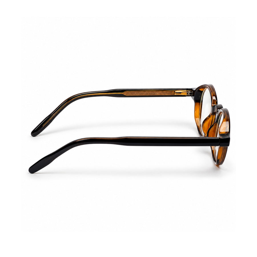 LBD-010 VERLIN Octagon Optical Frame in Black - temple and side view