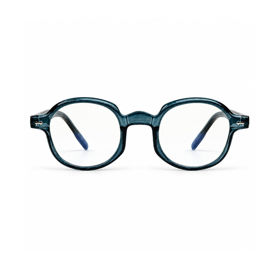 LBD-010 VERLIN Octagon Optical Frame in Navy Blue - front view