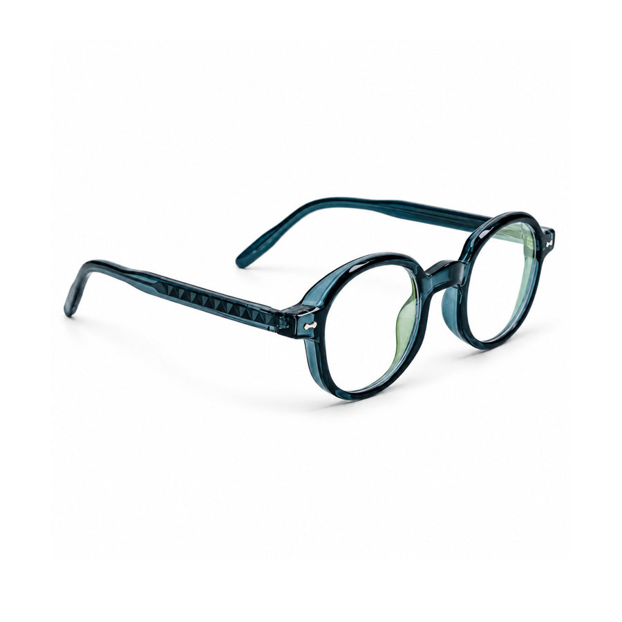 LBD-010 VERLIN Octagon Optical Frame in Navy Blue - opposite angle