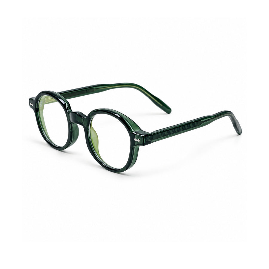 LBD-010 VERLIN Octagon Optical Frame in Olive Green - angled view